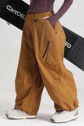 Women's Caramel Lightweight Breathable Baggy Snow Pants